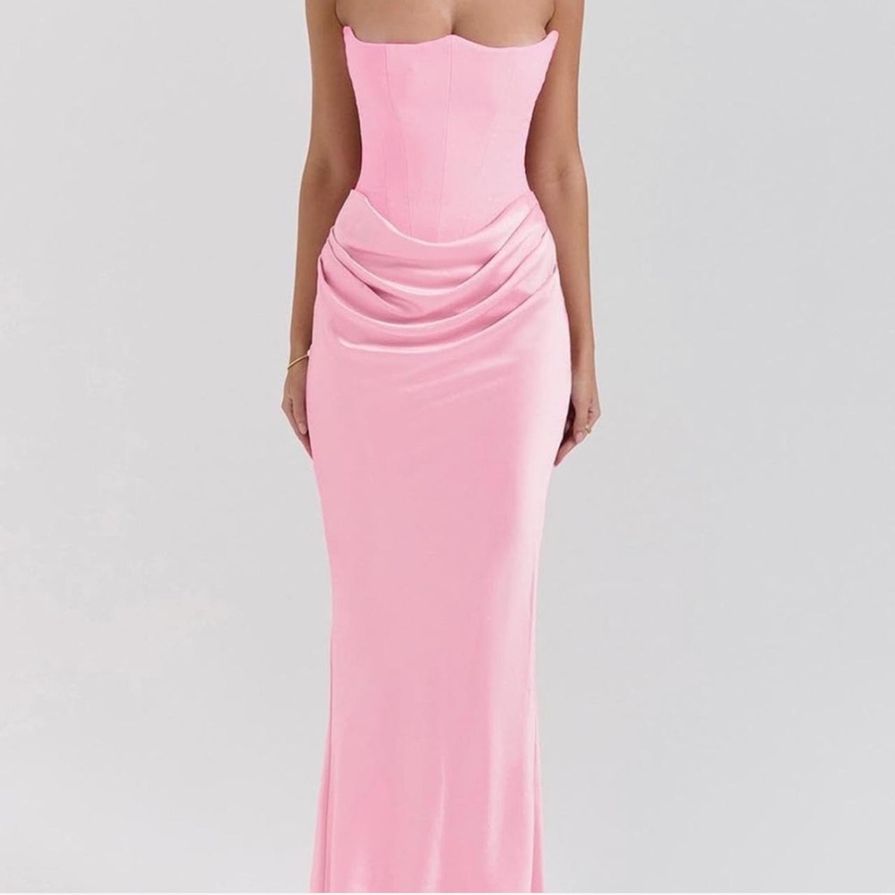 Elegant Pink Strapless Dress